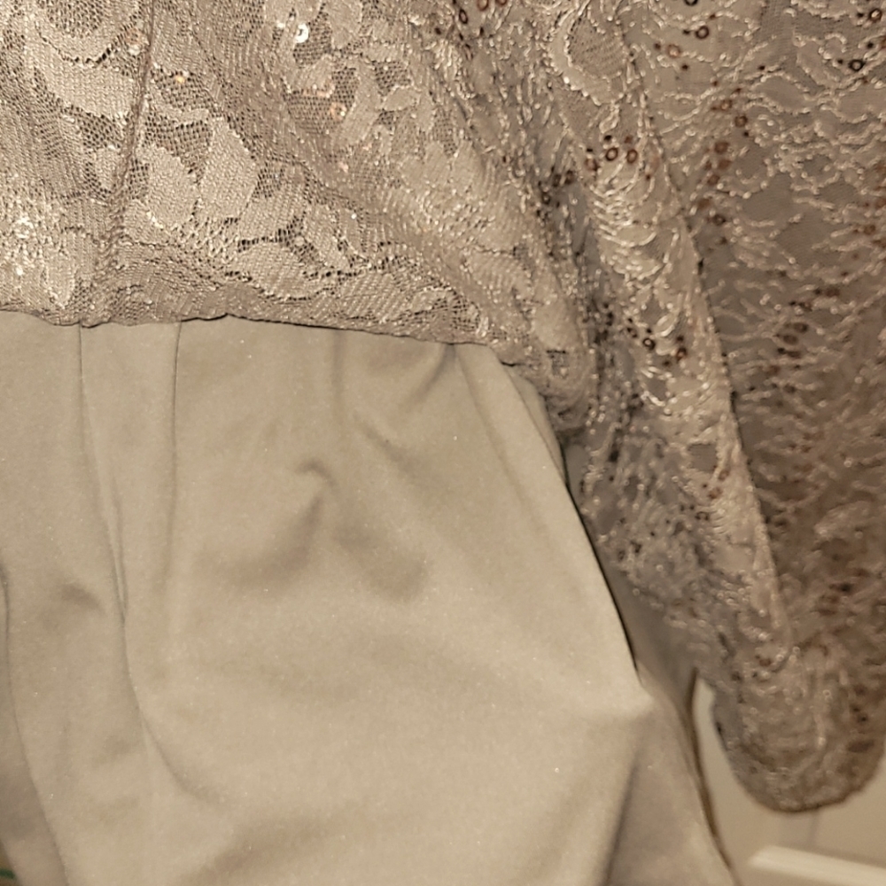 Formal Mermaid Floor-length Mocha Sequin Lace Gown - Picture 5 of 7